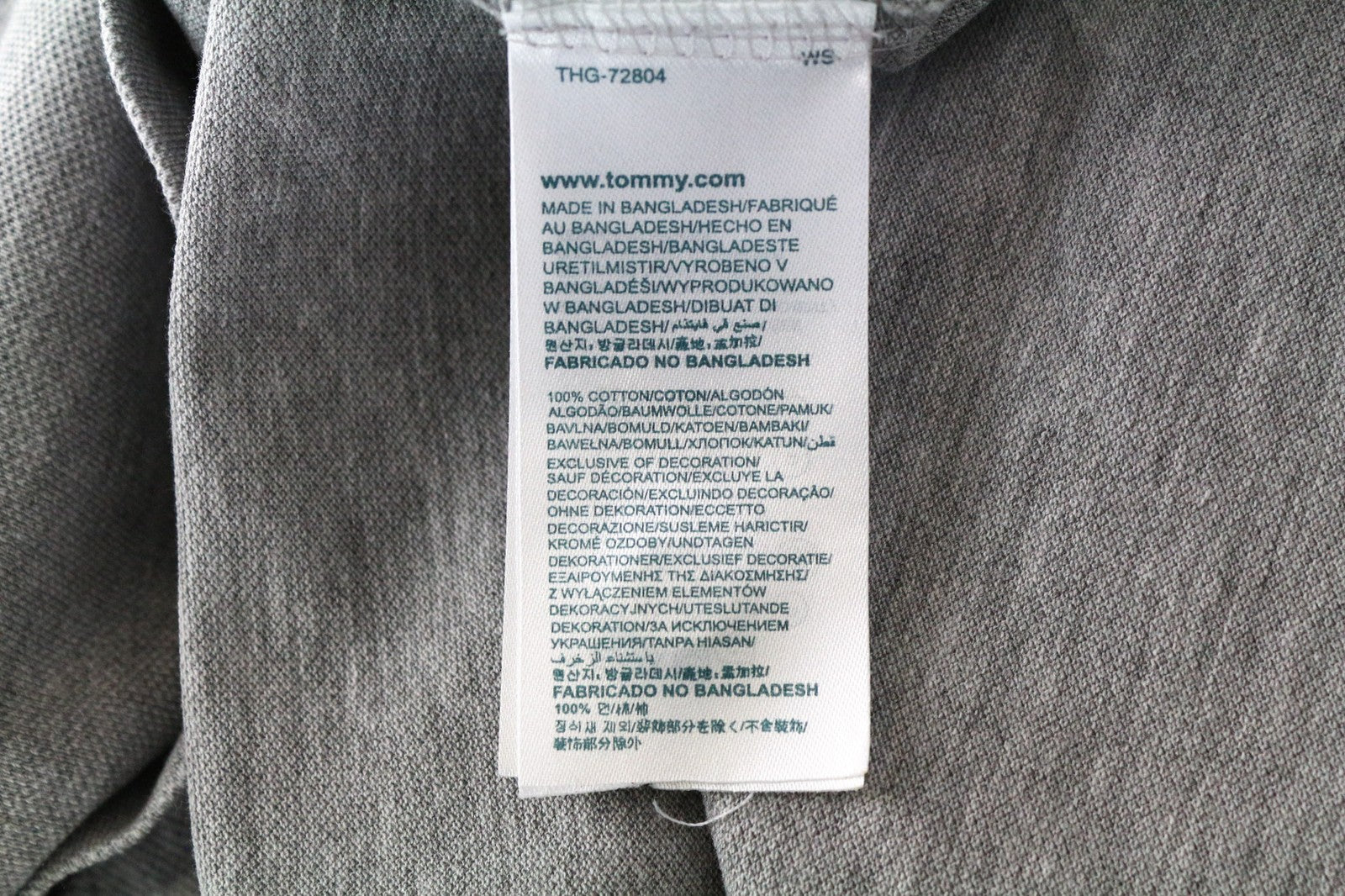 Tommy Jeans Men T-Shirt 2XL Light Grey Polo Melange Pure Cotton Jersey