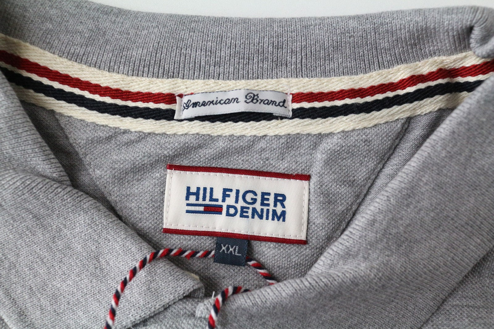 Tommy Jeans Men T-Shirt 2XL Grey Polo Melange Pure Cotton Jersey Logo