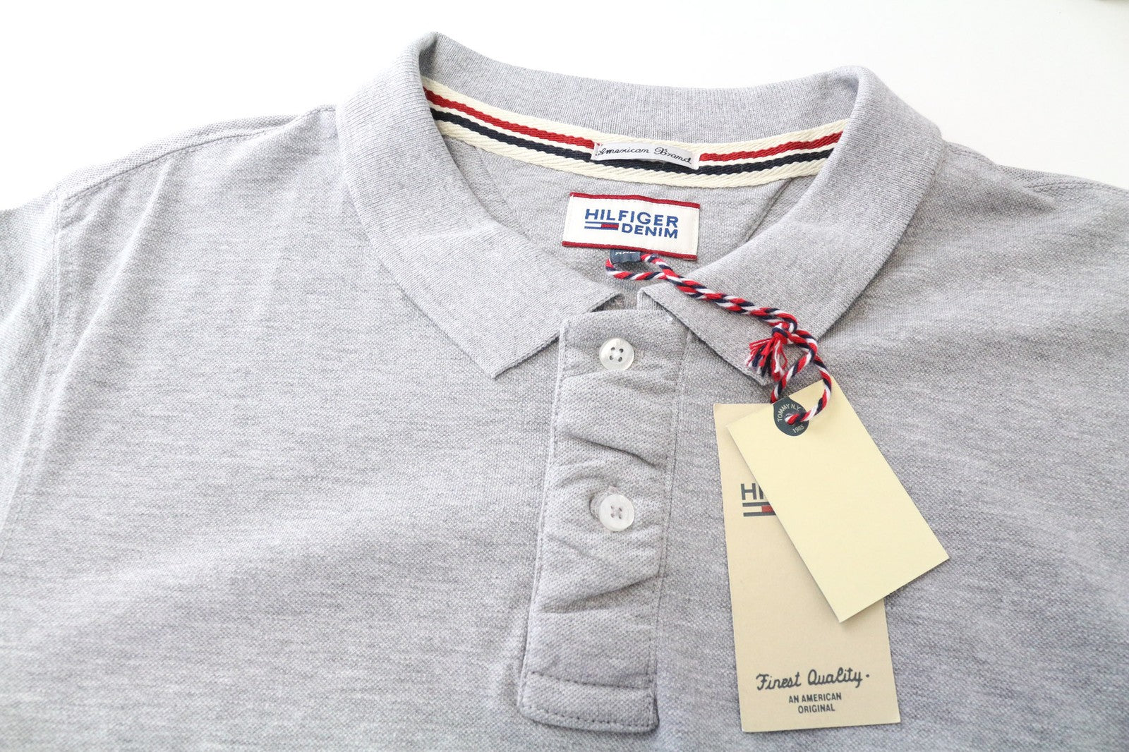 Tommy Jeans Men T-Shirt 2XL Grey Short Sleeved Pure Cotton Logo Polo