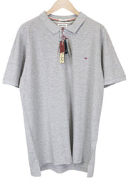 Tommy Jeans Men T-Shirt 2XL Casual Grey Pure Cotton Short Sleeved Polo