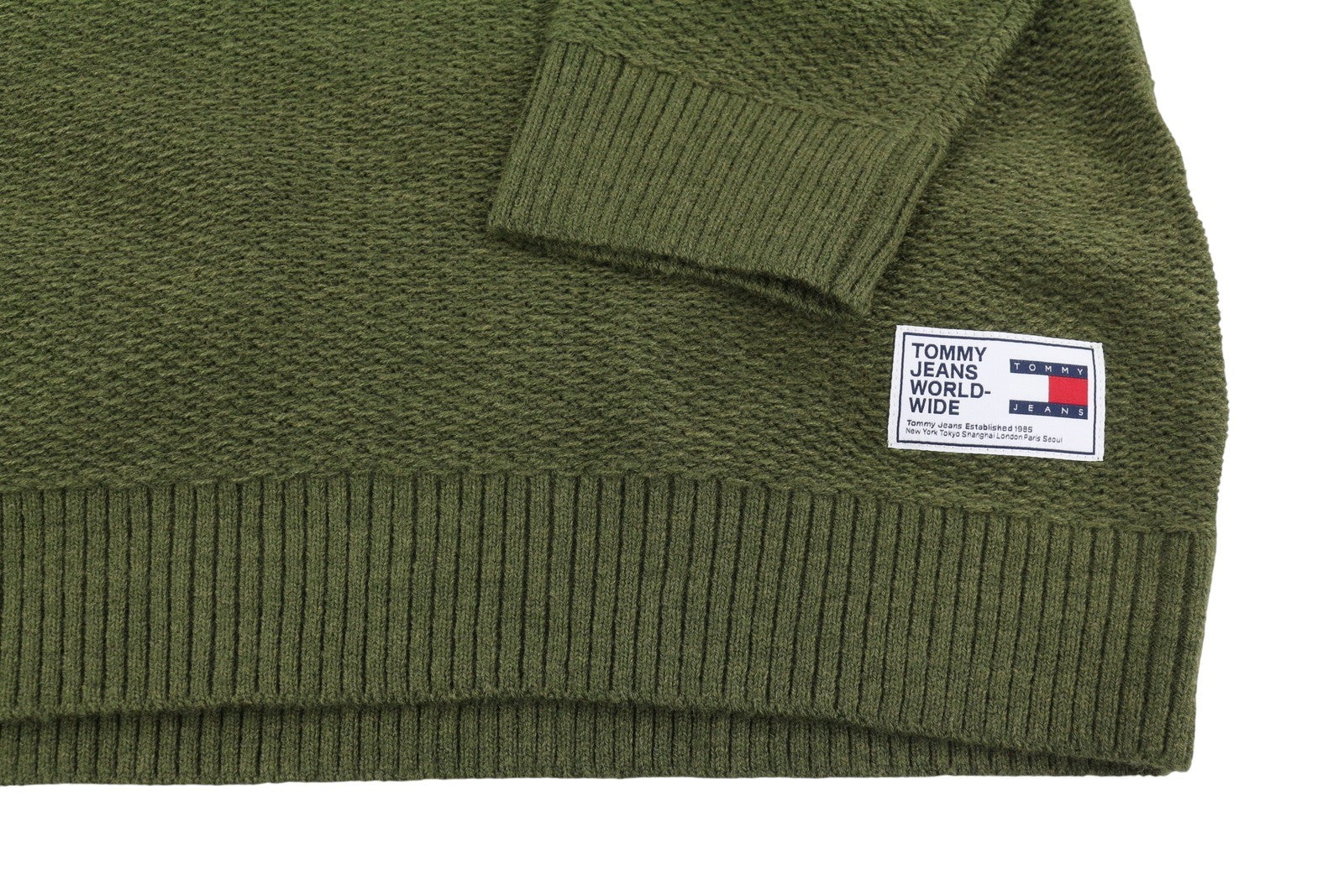 Tommy Jeans Req Structured Men Jumper 2XL Olive Green Crew Neck Knit Pull On