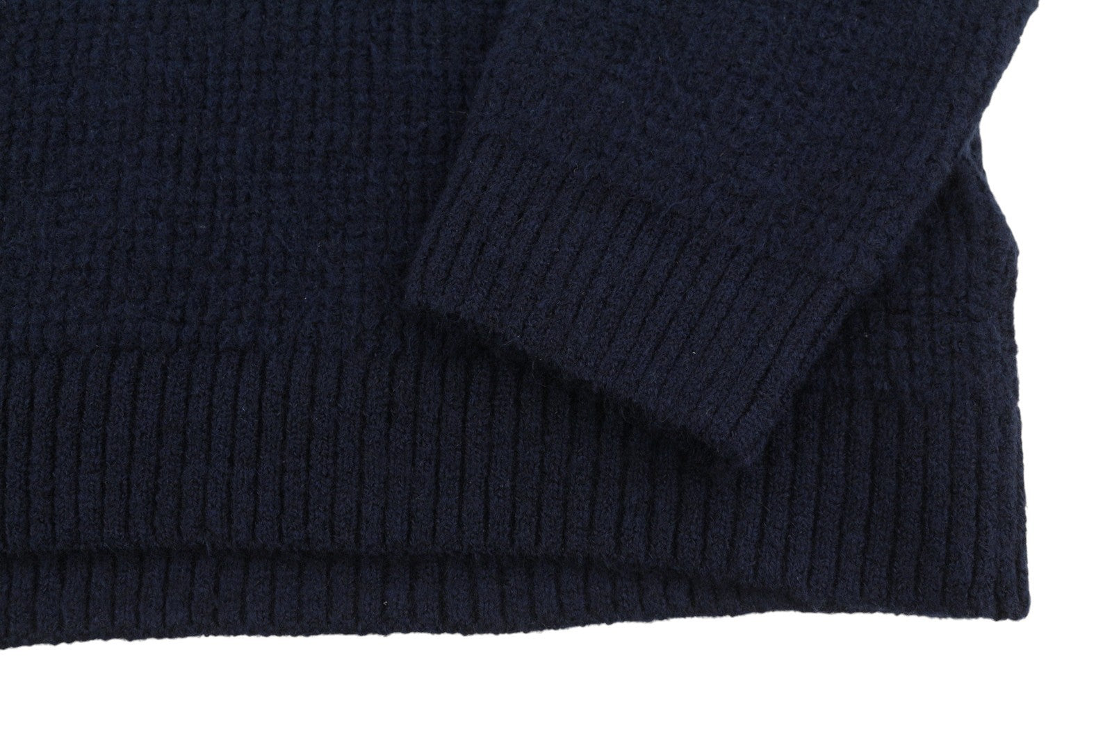 Tommy Jeans Req Waffle Men Jumper L Navy Wool Blend Knit Crew Neck Pull On