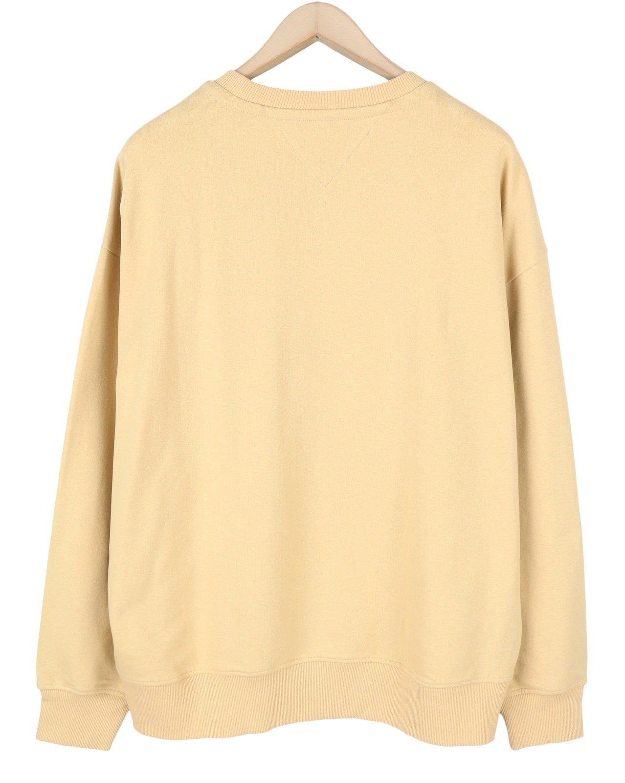 Tommy Jeans Men Sweatshirt 2XL Beige Crew Neck Embroidered Logo Pull On