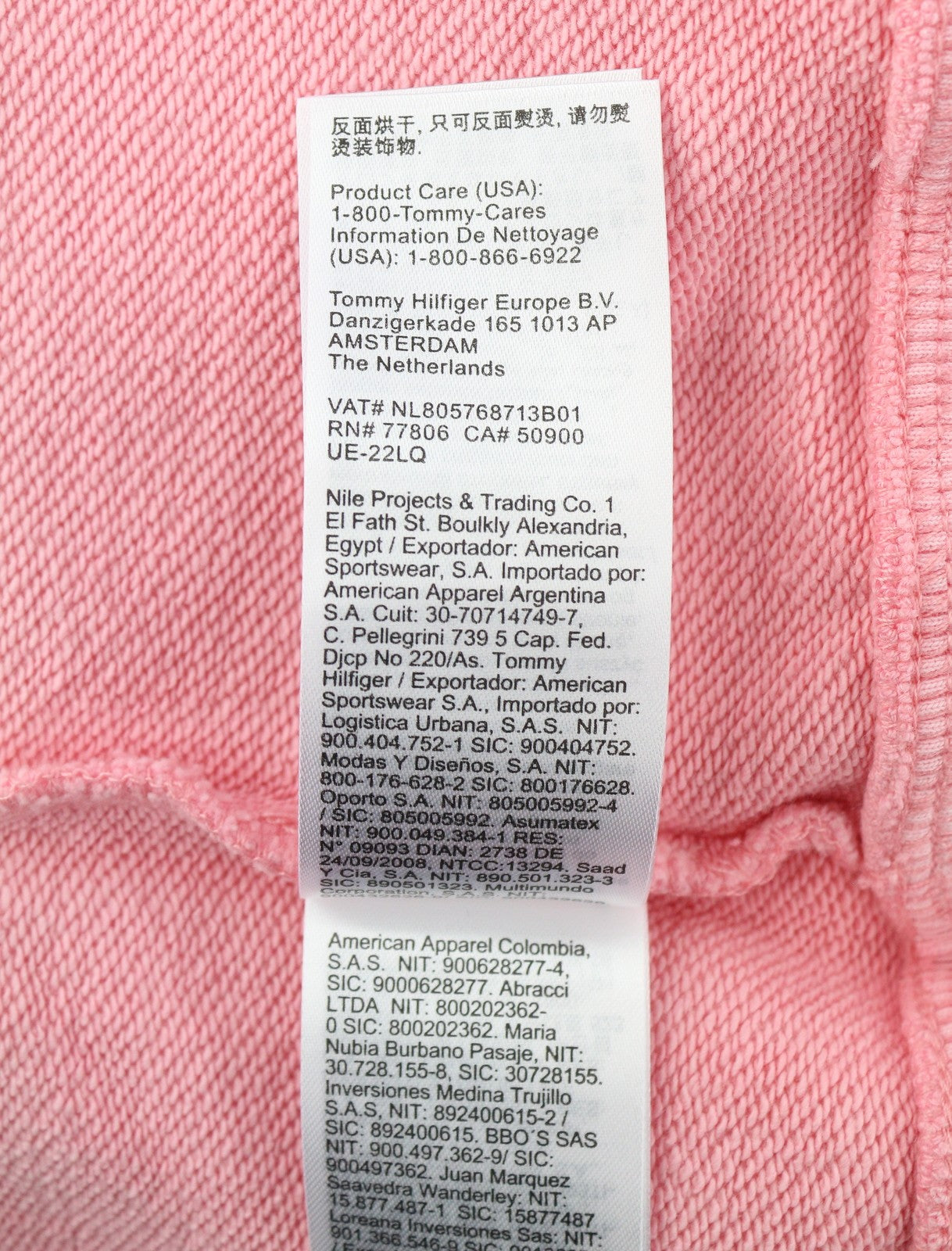 Tommy Jeans Men Sweatshirt L Pink Corron Crew Neck Front Logo Pull On
