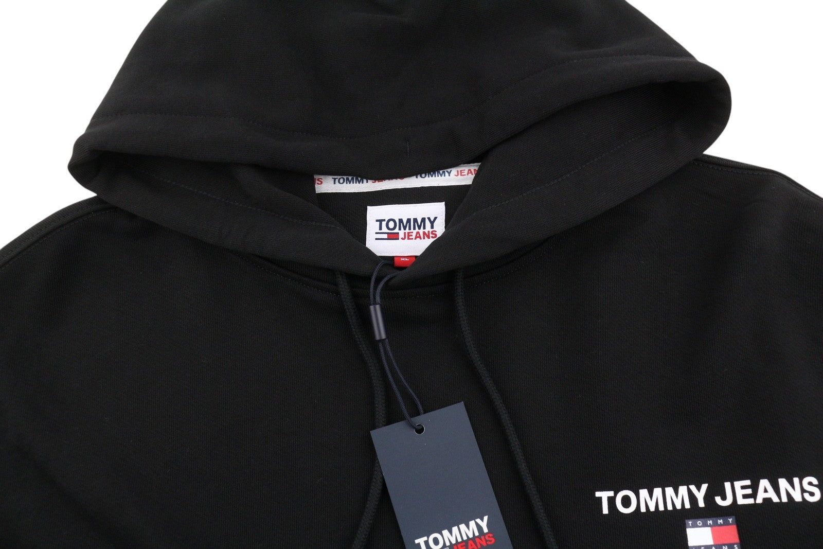 Tommy Jeans Req Entry Graphi Men Hoodie XL Black Kangaroo Pocket Pull On