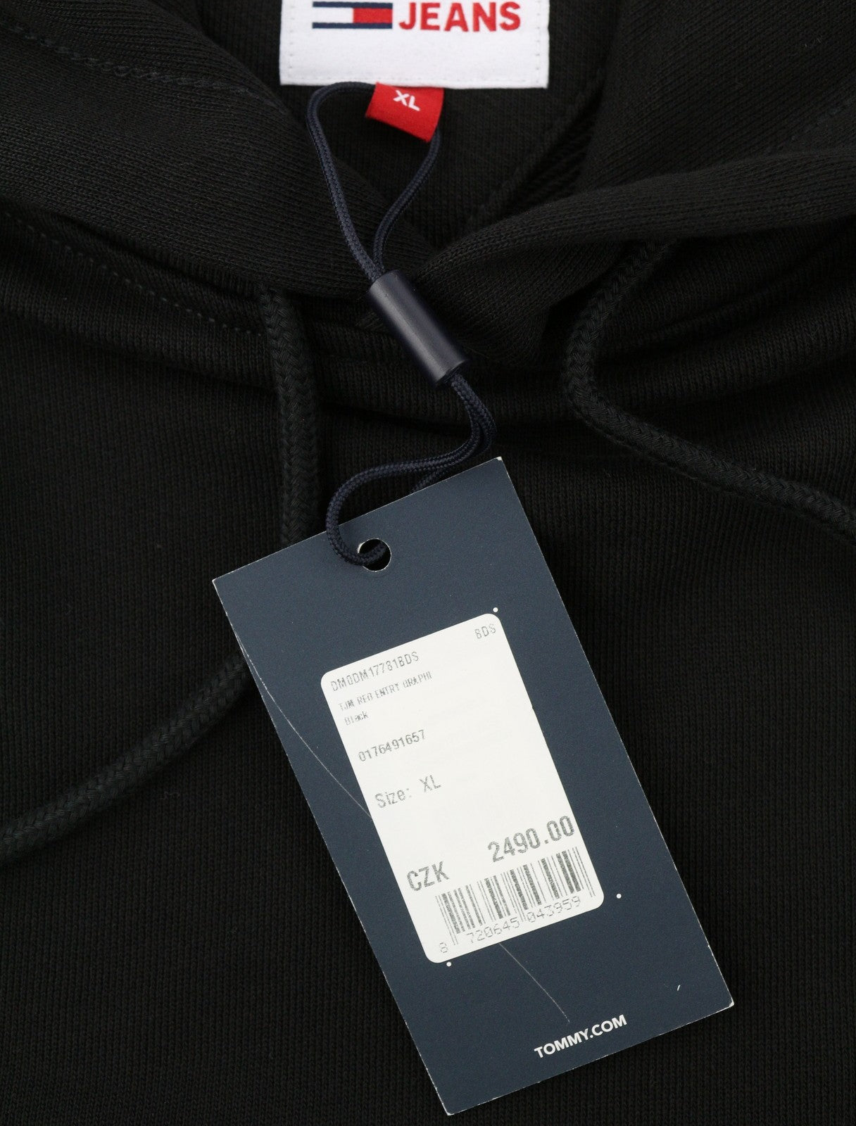 Tommy Jeans Req Entry Graphi Men Hoodie XL Black Kangaroo Pocket Pull On