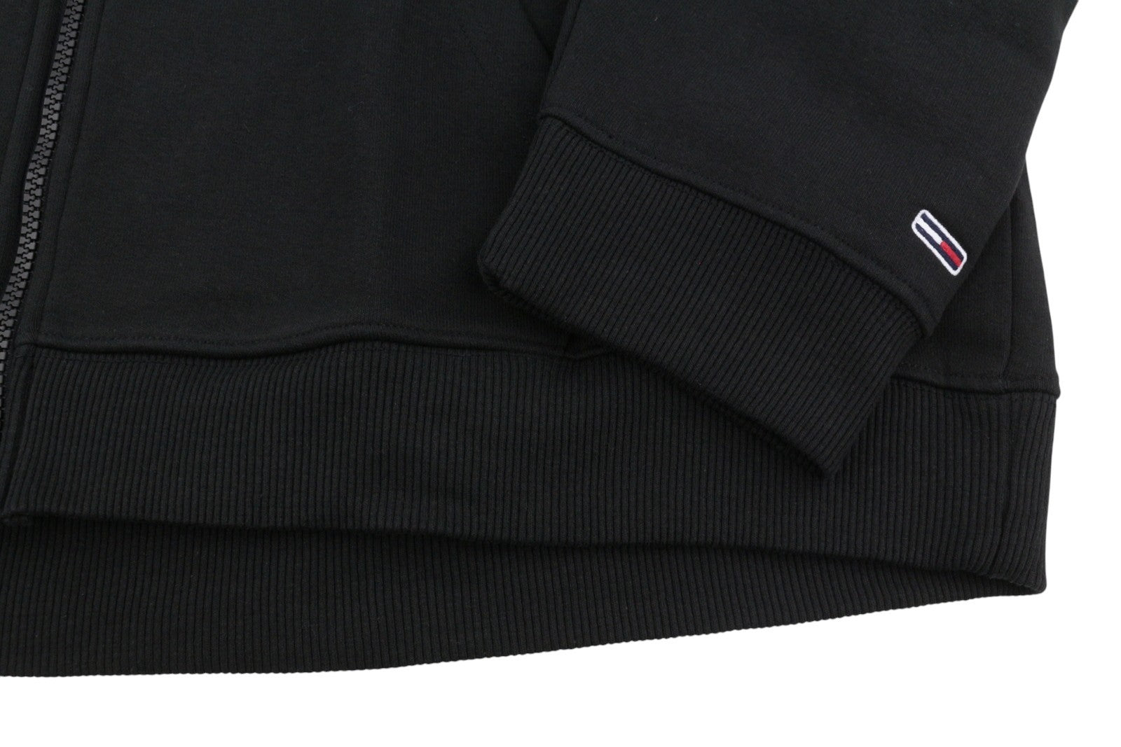 Tommy Jeans Men Hoodie L Black Full Zip Front Logo Oversized Pockets