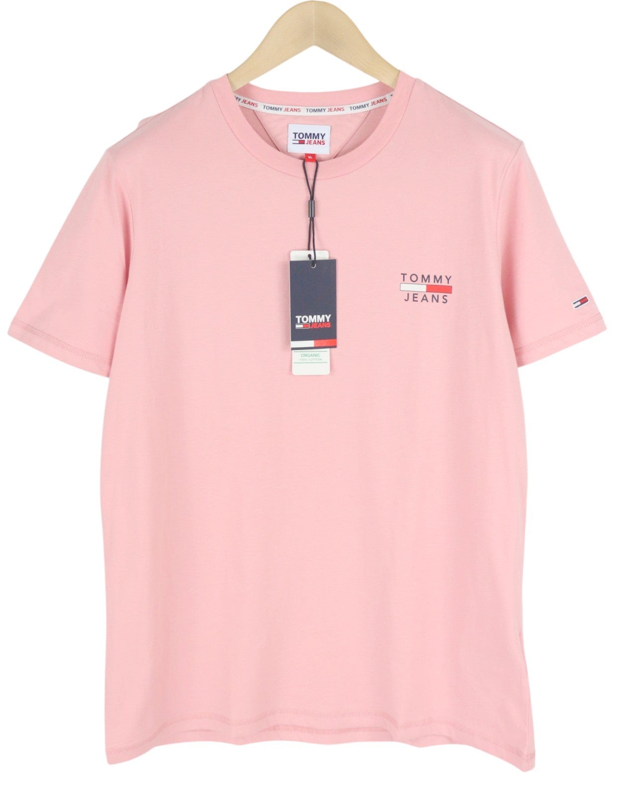 Tommy Jeans TJM Chest Logo Pink Men T-Shirt XL Short Sleeve Crew Neck Tricot