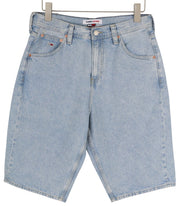 Tommy Jeans Aiden Baggy Denim Men Shorts W30 Washed Blue Zip Fly Pockets