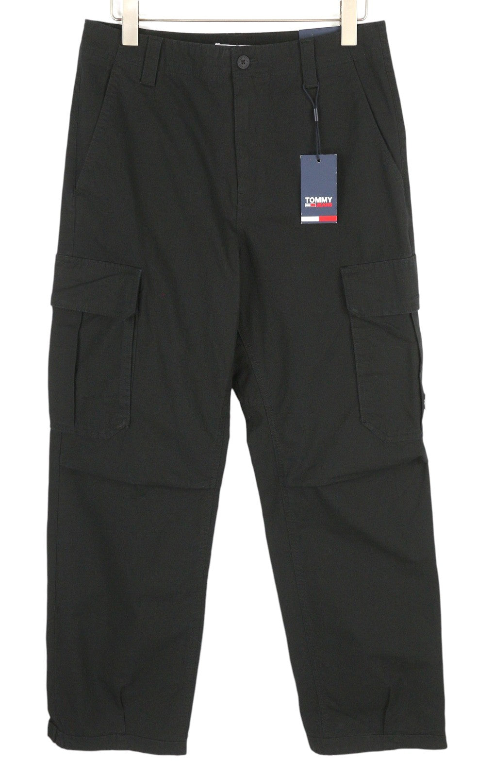 Tommy Jeans Aiden Baggy Cargo Men Trousers W33/L34 Black Textured Zip Fly