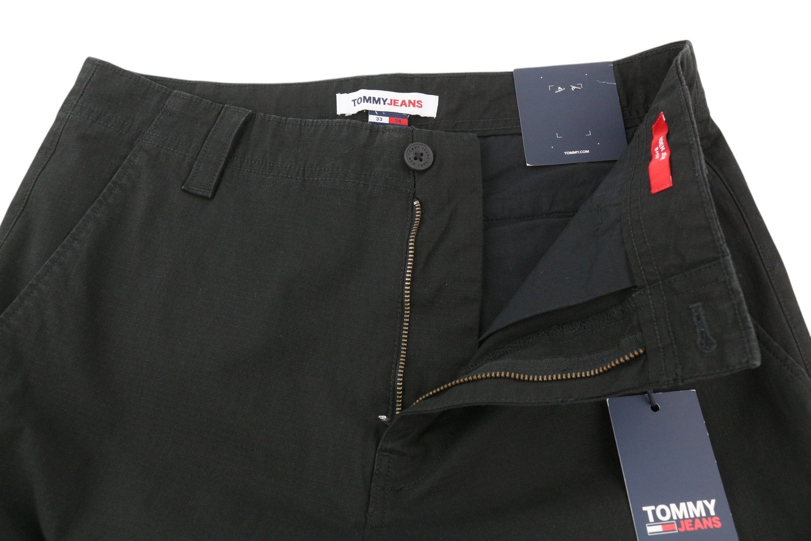Tommy Jeans Aiden Baggy Cargo Men Trousers W33/L34 Black Textured Zip Fly