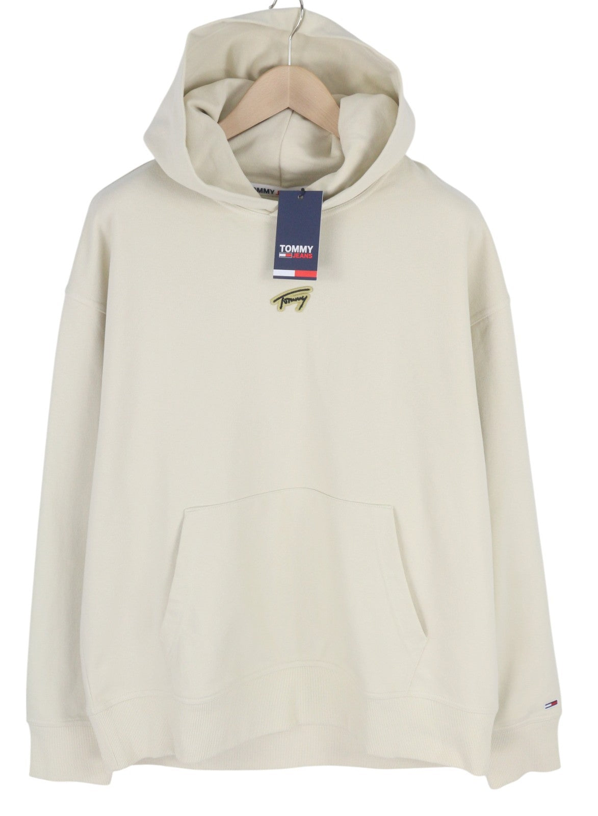 Tommy Jeans RLX Signature Men Hoodie L White Kangaroo Logo Pull On RRP119