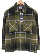 Tommy Jeans Brushed Check Men Shirt 2XL Overshirt Flannel Thick Button Green