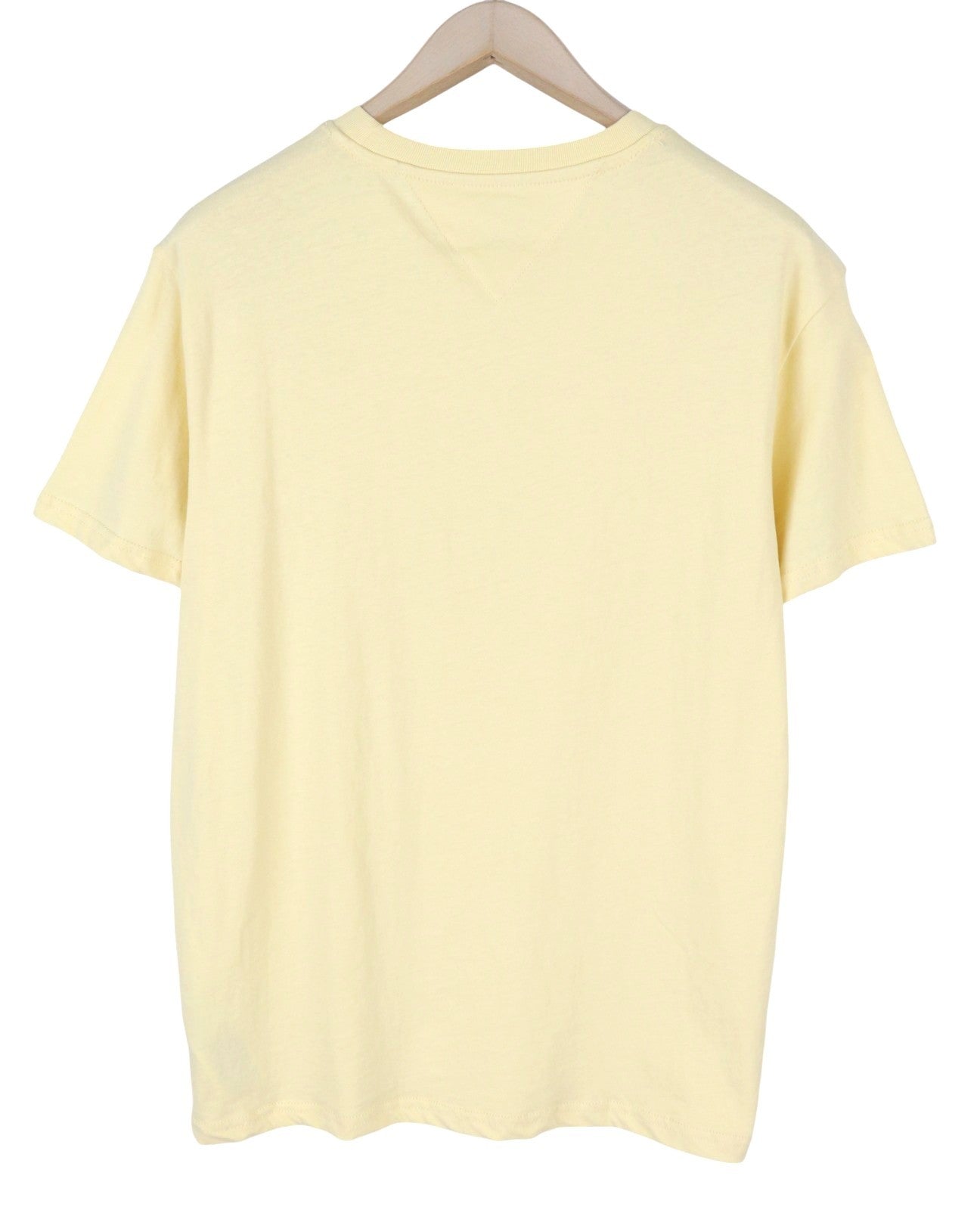 Tommy Jeans Slim Linear Ches Men T-Shirt L Custard Cream Crew Neck Tricot
