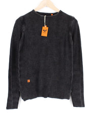 GOOD GENES Women Jumper S Tight-Knitted Off-Black Crew Neckline Cotton Sweater