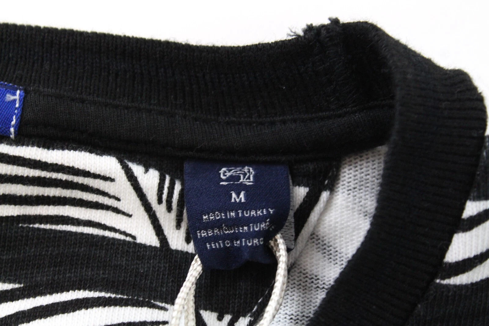 SCOTCH & SODA Men Sweatshirt M Leaf Striped Pattern Crew Neck Black White