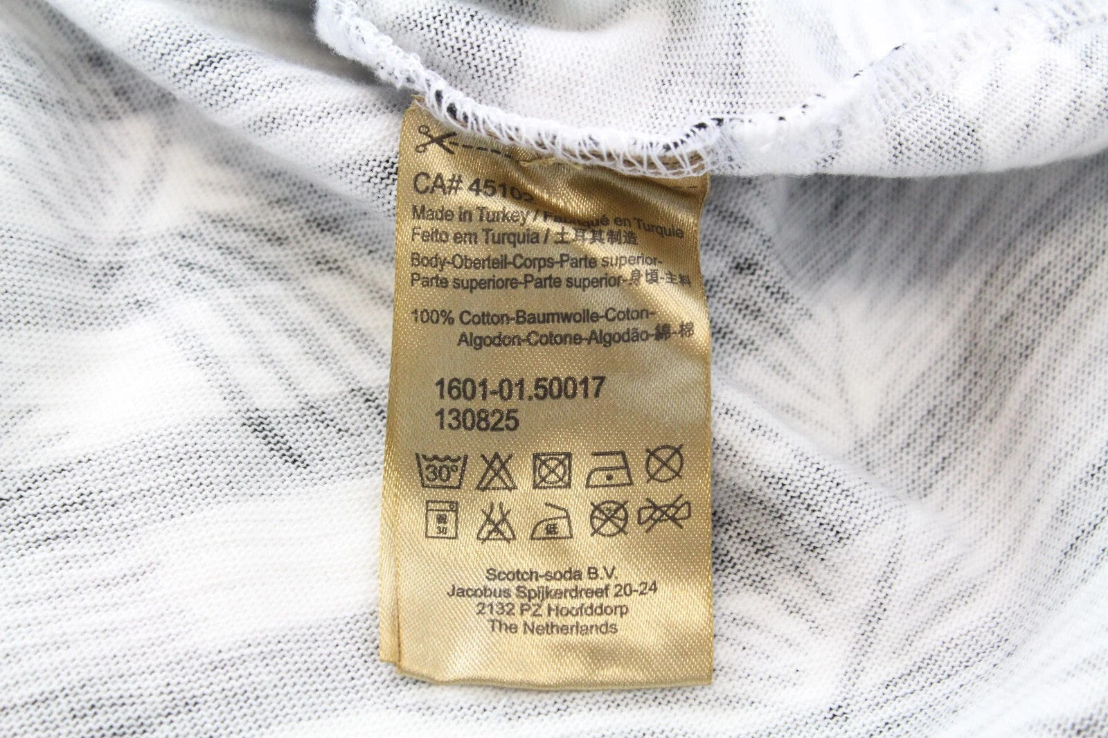 SCOTCH & SODA Men Sweatshirt M Leaf Striped Pattern Crew Neck Black White