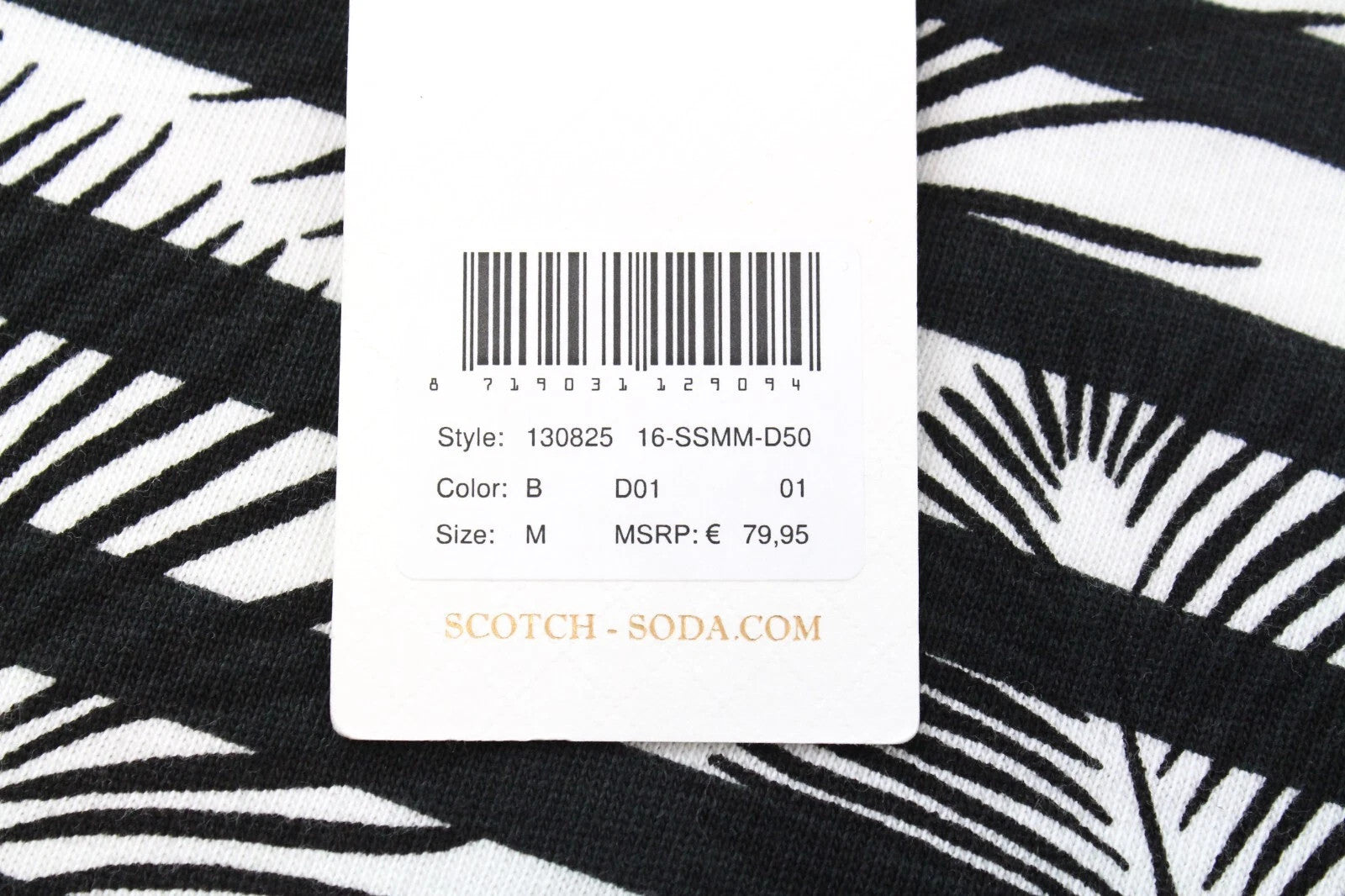 SCOTCH & SODA Men Sweatshirt M Leaf Striped Pattern Crew Neck Black White