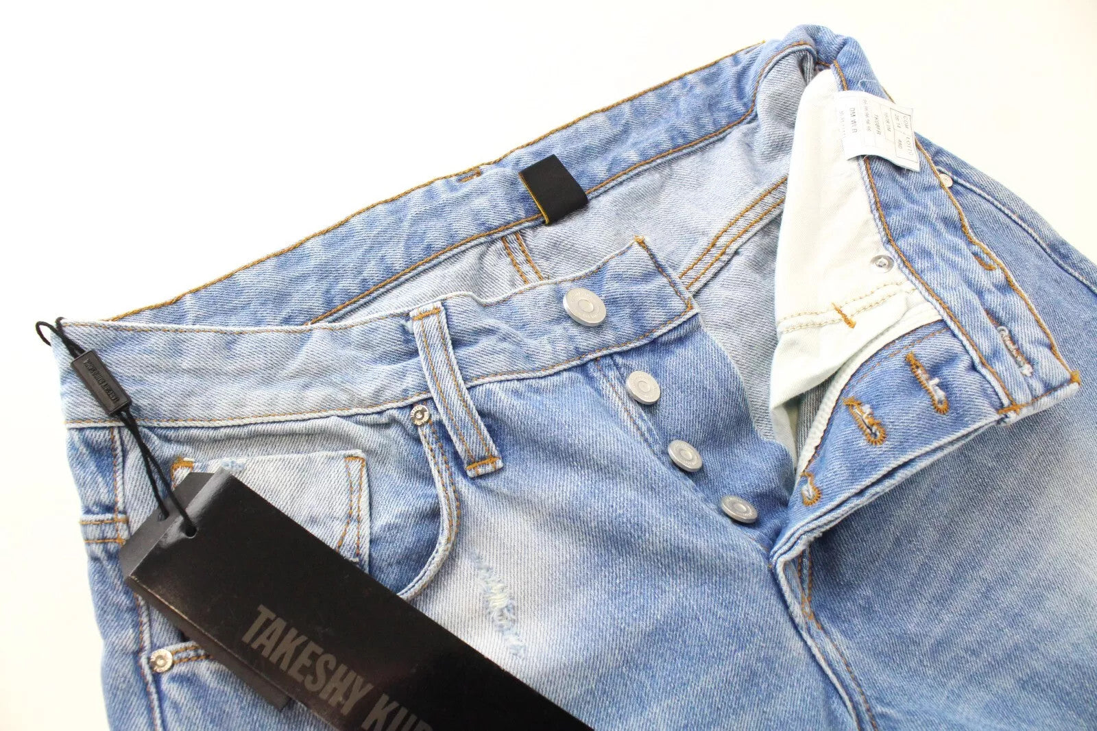 TAKESHY KUROSAWA Men Jeans W30 Slim Button-Fly Stained Distressed Washed Out
