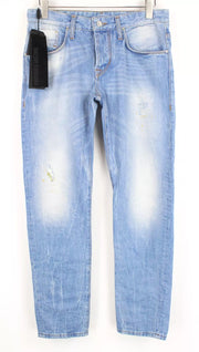 TAKESHY KUROSAWA Men Jeans W34 Slim Button-Fly Stained Distressed Aged Look
