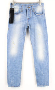 TAKESHY KUROSAWA Men Jeans W30 Painted Stained Distressed Slim Button-Fly
