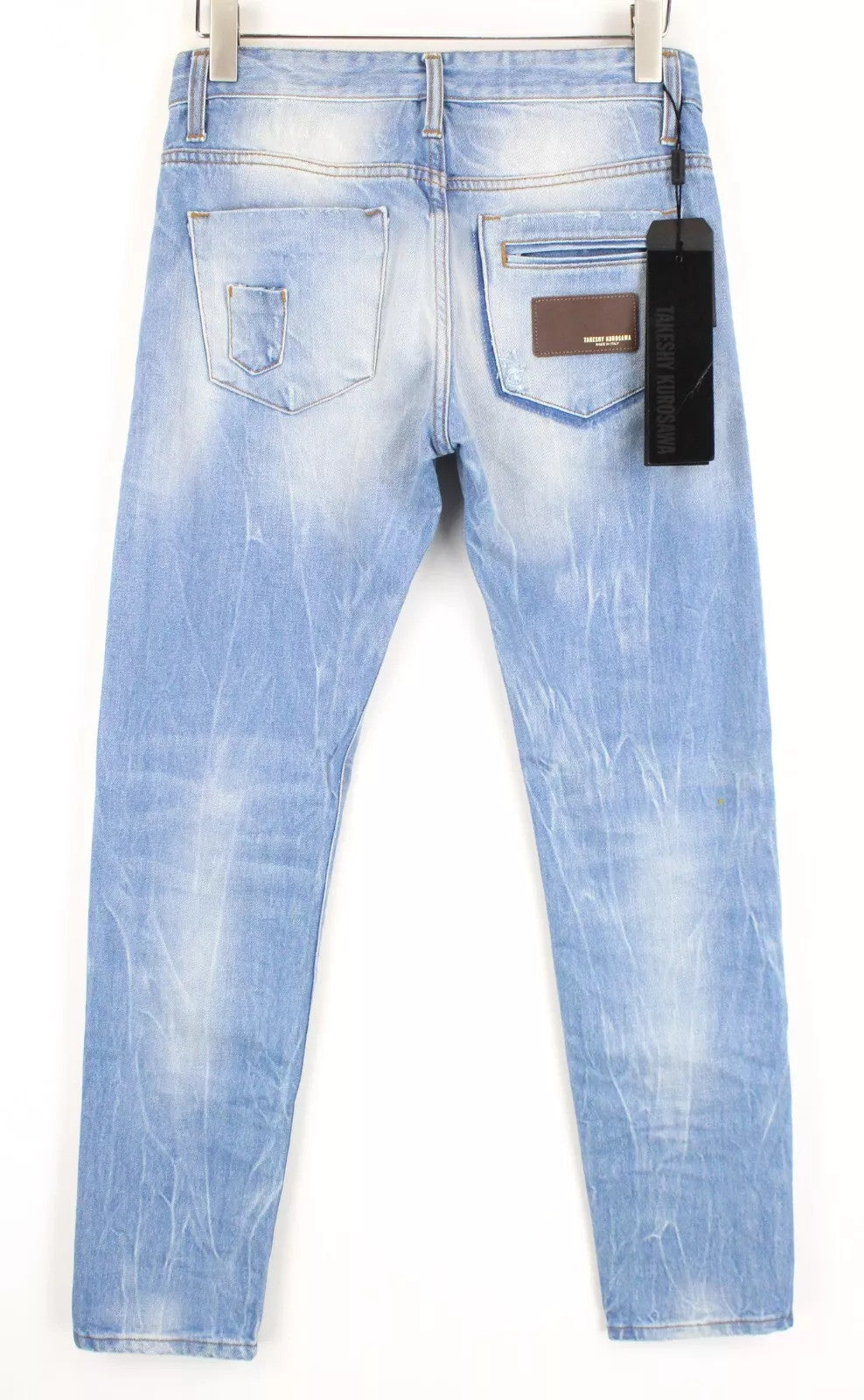 TAKESHY KUROSAWA Men Jeans W30 Painted Stained Distressed Slim Button-Fly