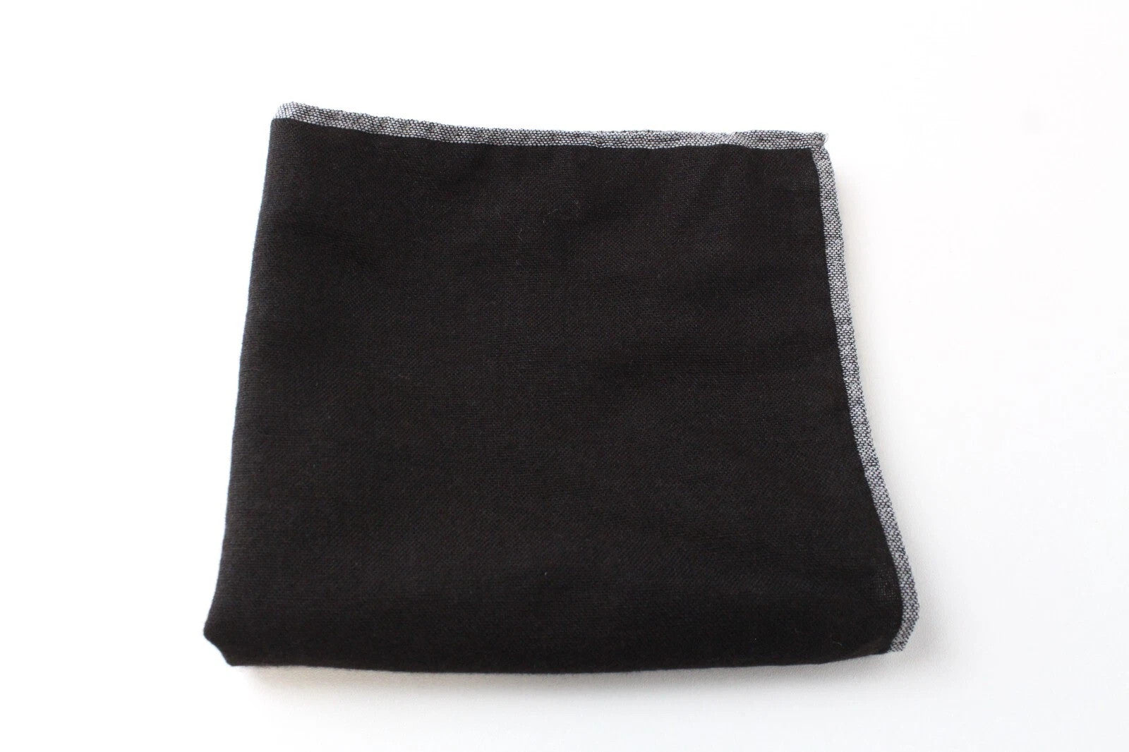 SUITSUPPLY Men Handkerchief 33 x 33 cm Dark Brown Grey Wool Silk Pocket Square