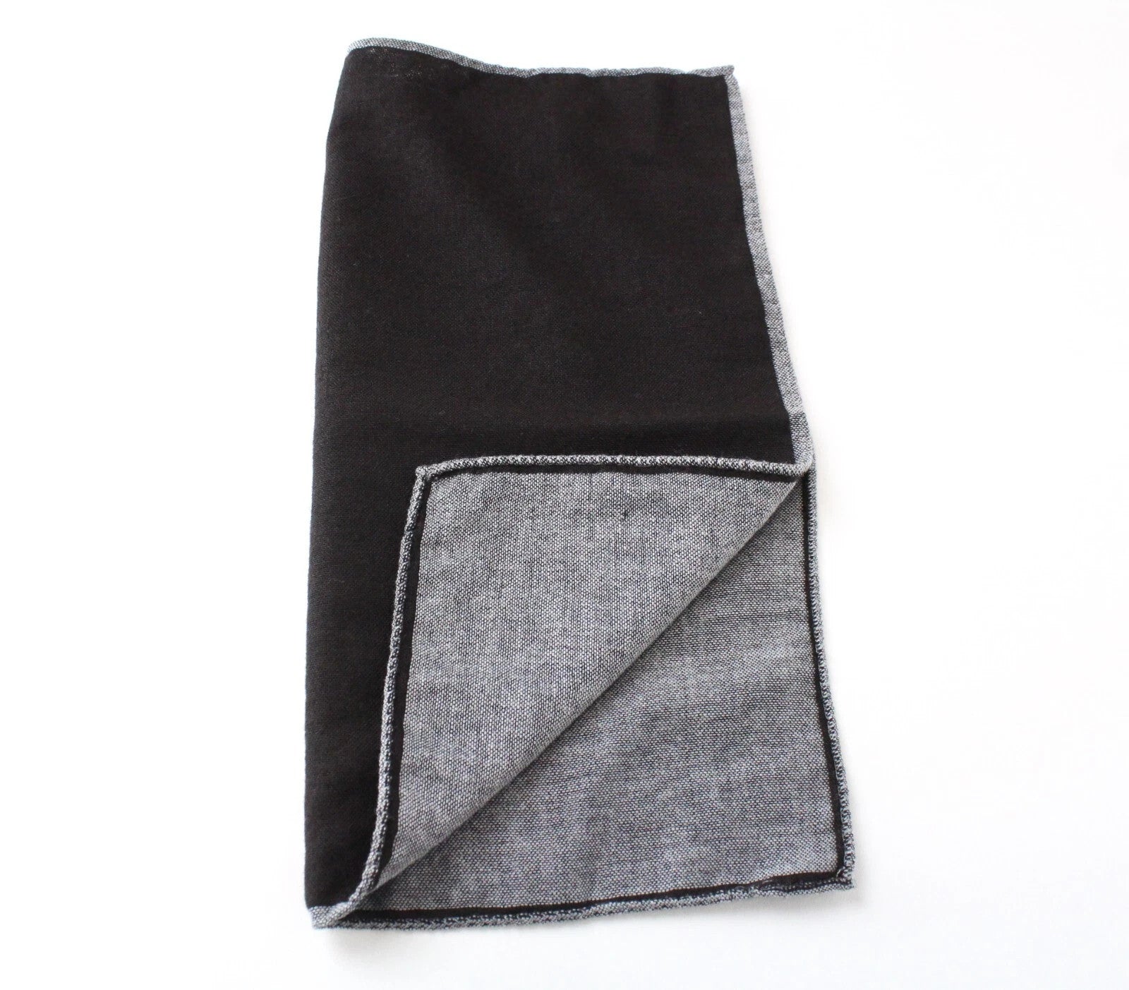 SUITSUPPLY Men Handkerchief 33 x 33 cm Dark Brown Grey Wool Silk Pocket Square