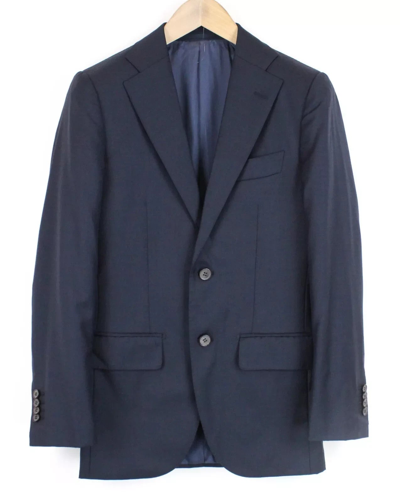 SUITSUPPLY Lazio Men Suit UK32R Slim Dark Blue Pure Wool 2 Piece Lined Classic