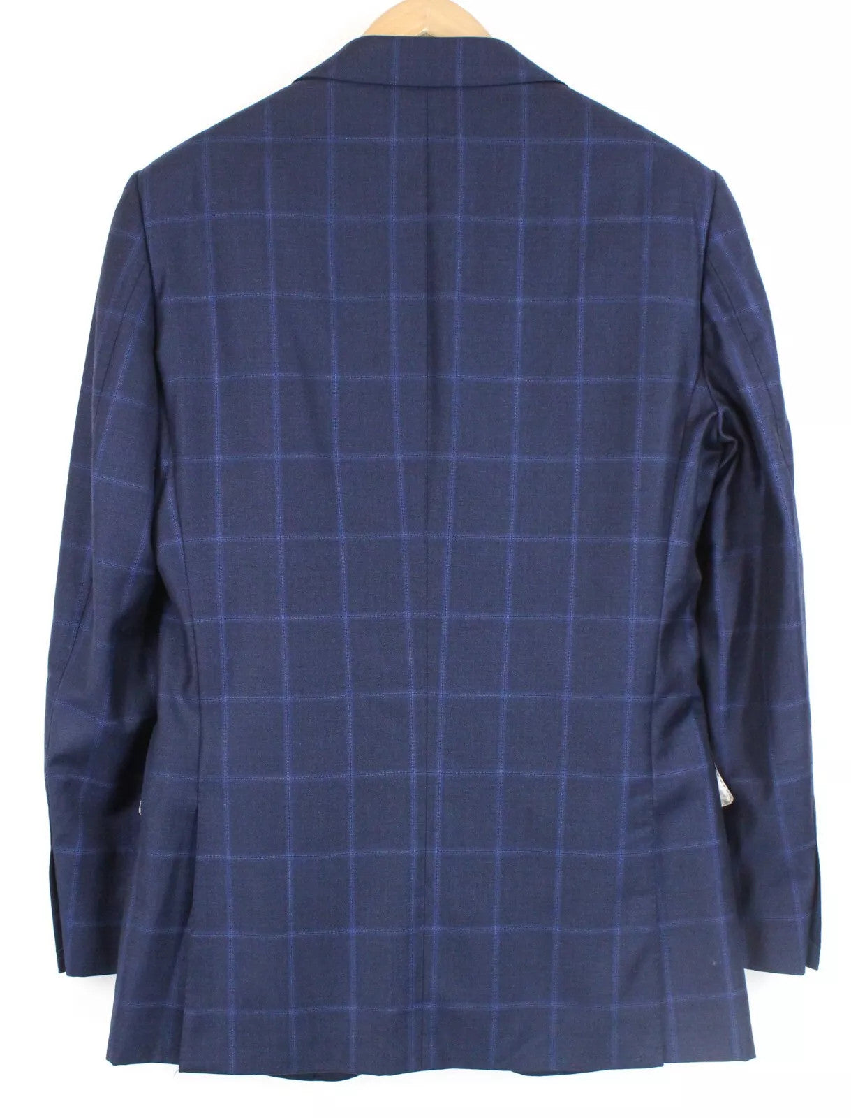SUITSUPPLY Lazio Men Suit UK38R Slim Cut Checked 2 Piece Pure Wool Blue Classic