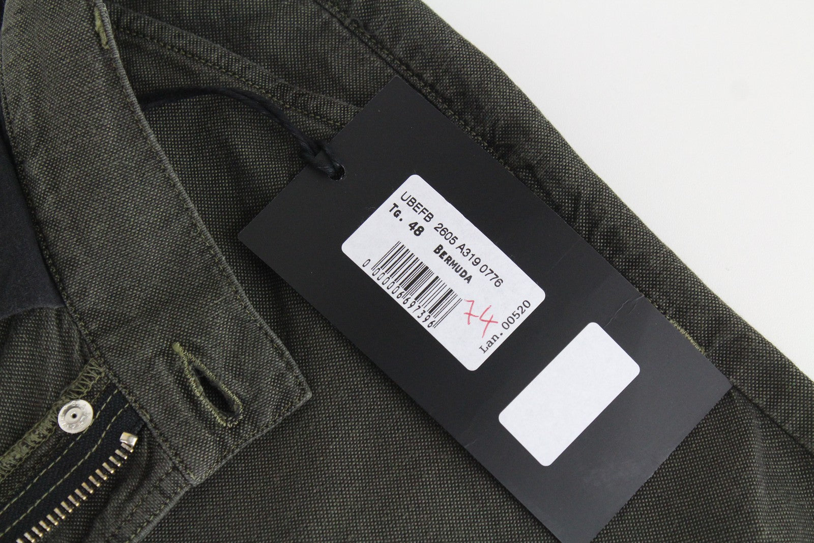 RICHMOND  Men Shorts 48 W32 Green Cotton Linen Summer Flat Front Slit