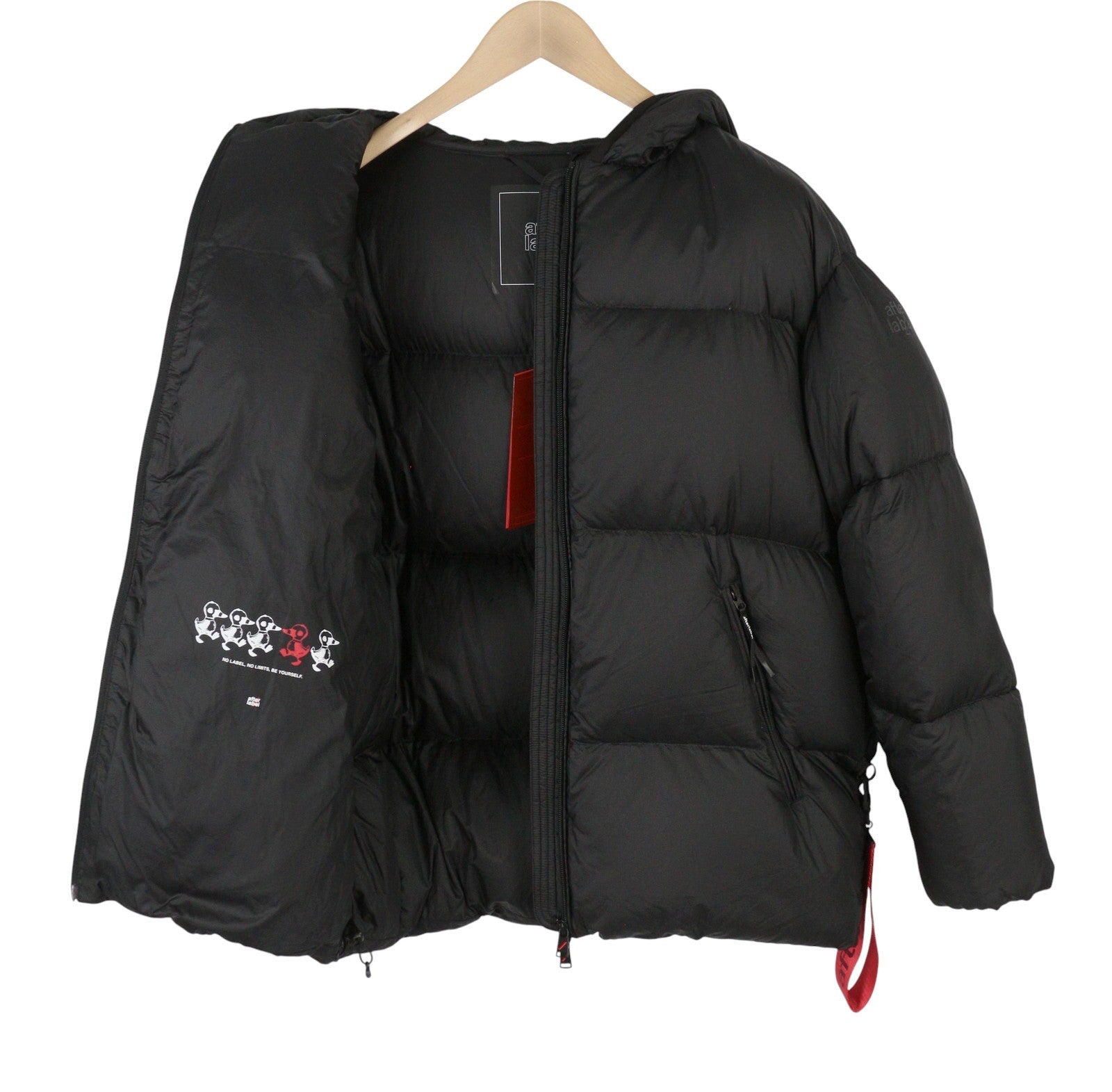 AFTER LABEL Yukon Women Jacket M Black Quilted Hooded Down Puffer RRP540