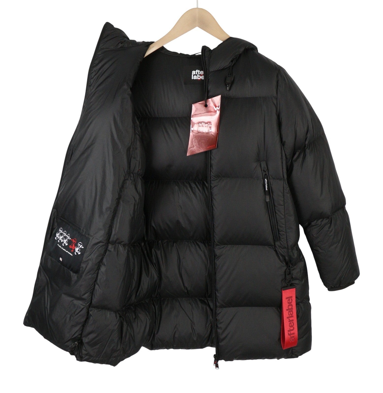 AFTER LABEL Ruby Women Jacket S Black Quilted Hooded Down Puffer RRP540