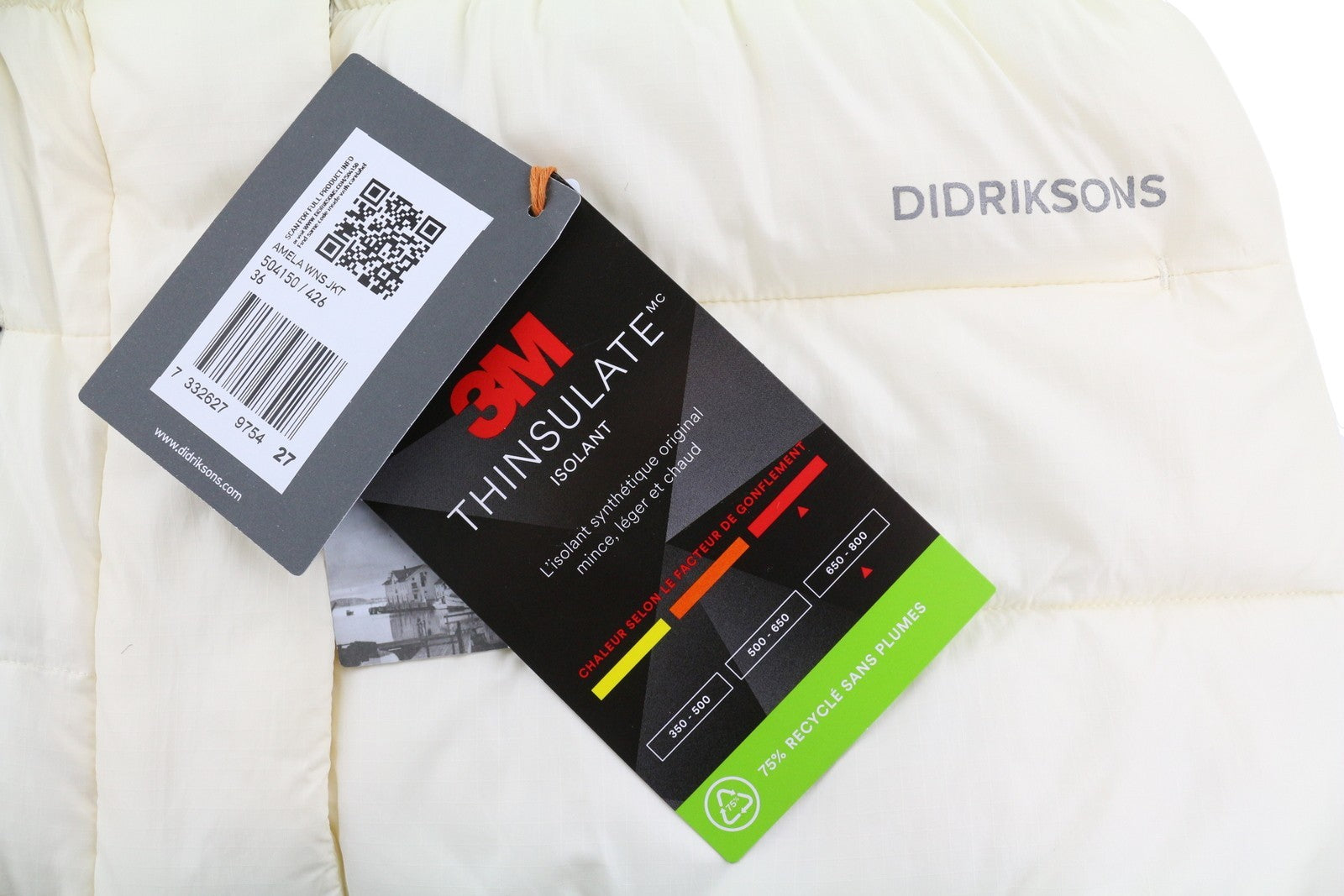 DIDRIKSONS Amela Women Jacket EU36 Ivory 3M Thinsulate Water Repel Padded