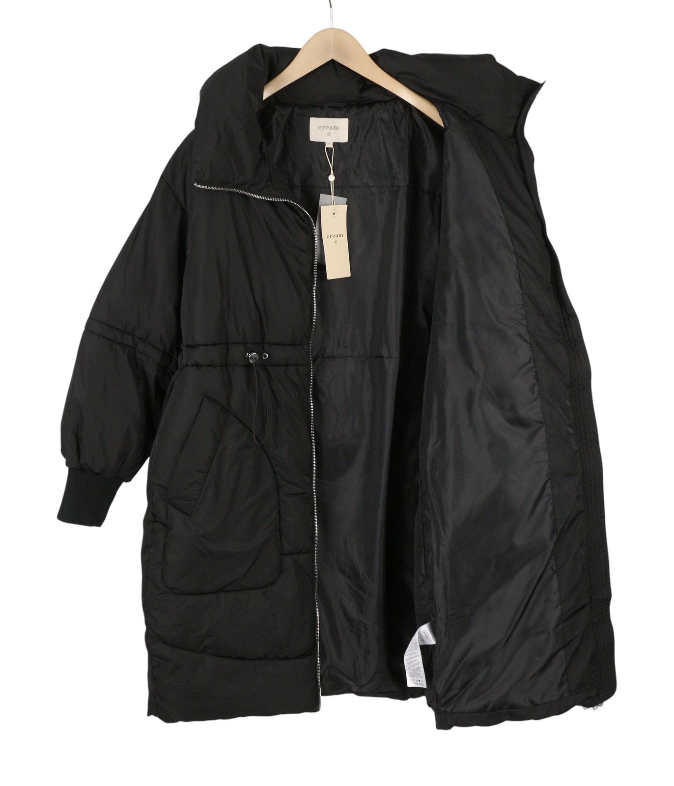 CREAM Soile Women Jacket M Black Quilted Padded Oversize Waist Draw RRP169