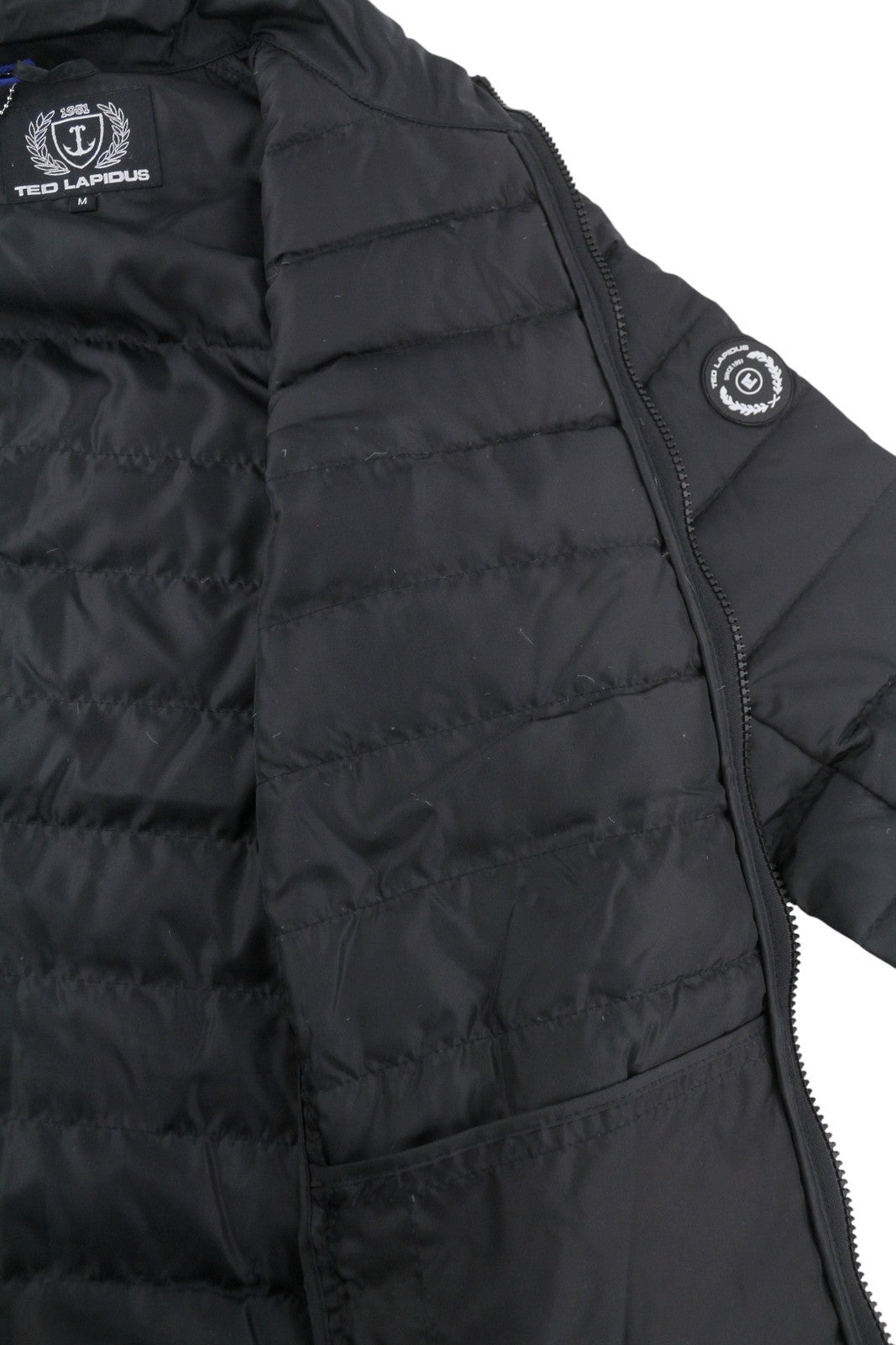 TED LAPIDUS Men Jacket M Black Quilted Down High Neck Zip Puffer
