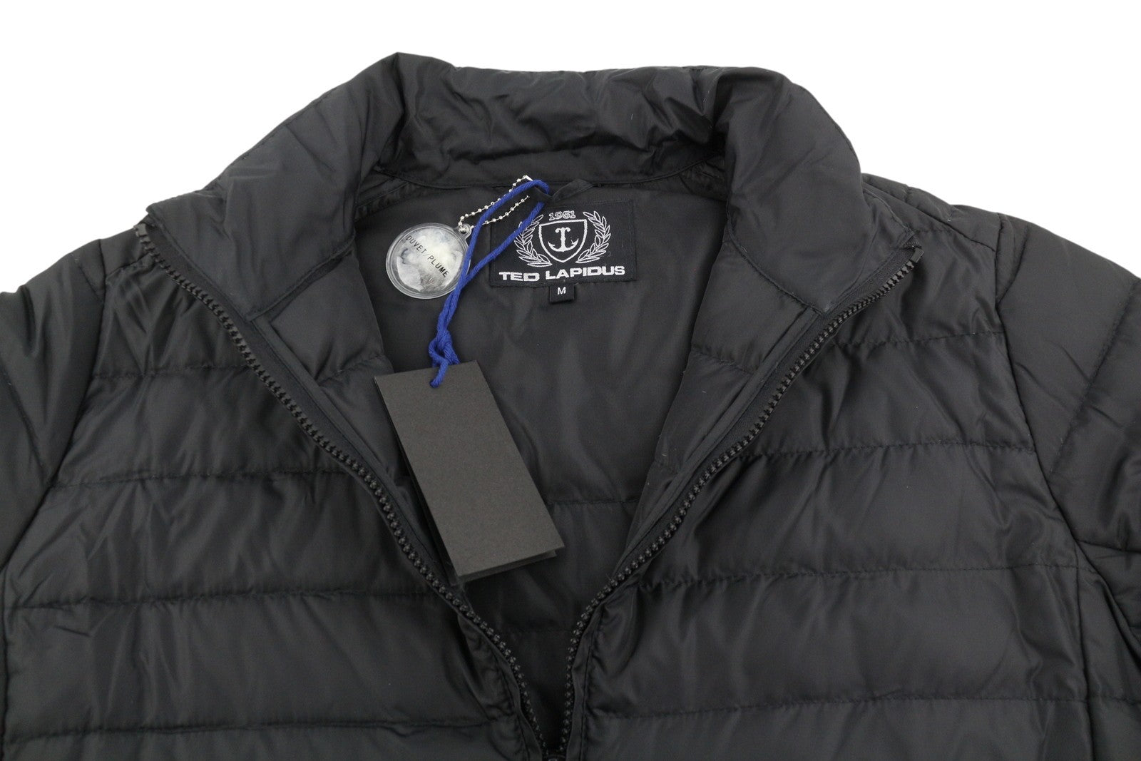 TED LAPIDUS Men Jacket M Black Quilted Down High Neck Zip Puffer