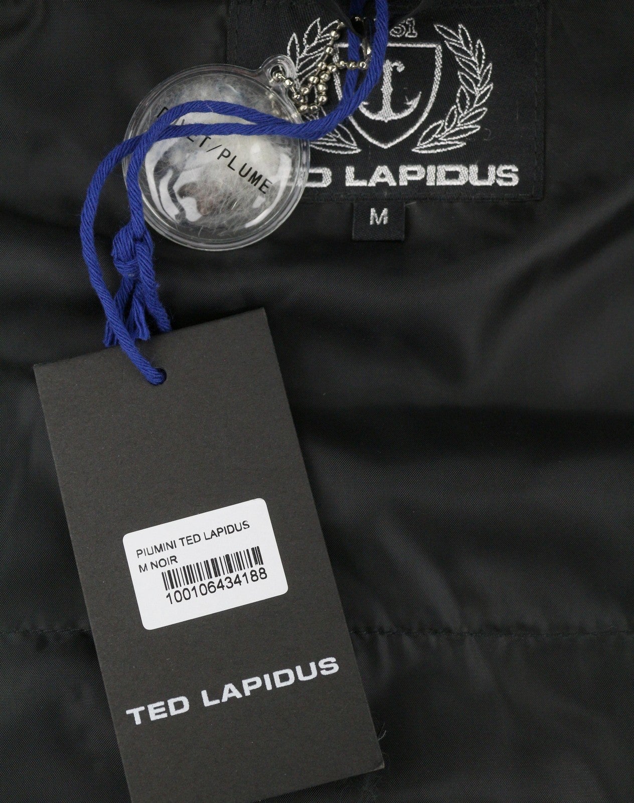 TED LAPIDUS Men Jacket M Black Quilted Down High Neck Zip Puffer