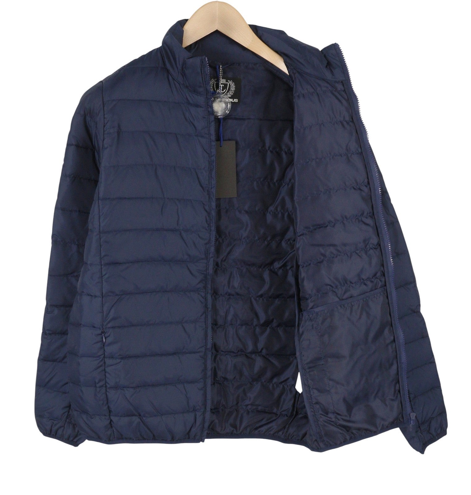 TED LAPIDUS Men Jacket S Blue Quilted Down High Neck Zip Puffer