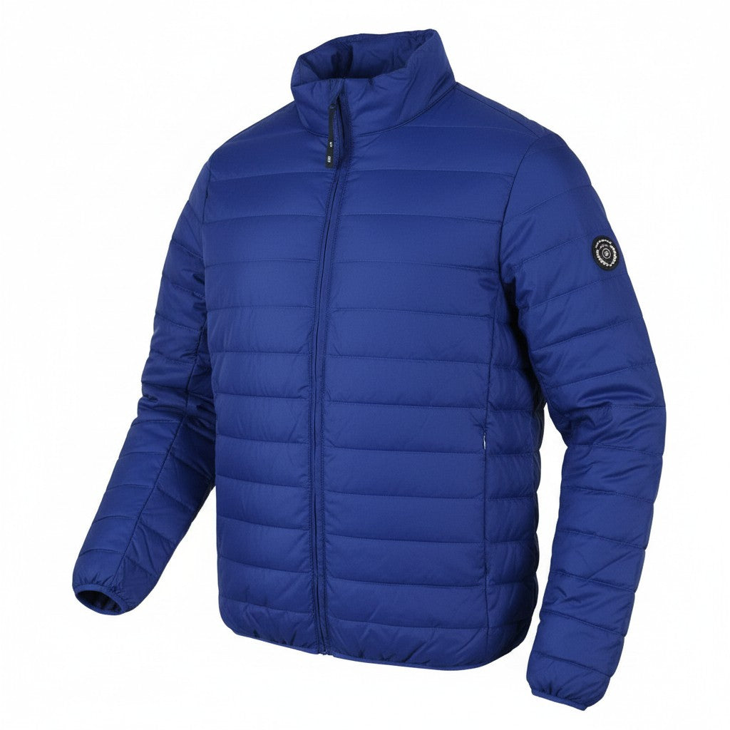TED LAPIDUS Men Jacket M Blue Quilted Down High Neck Zip Puffer