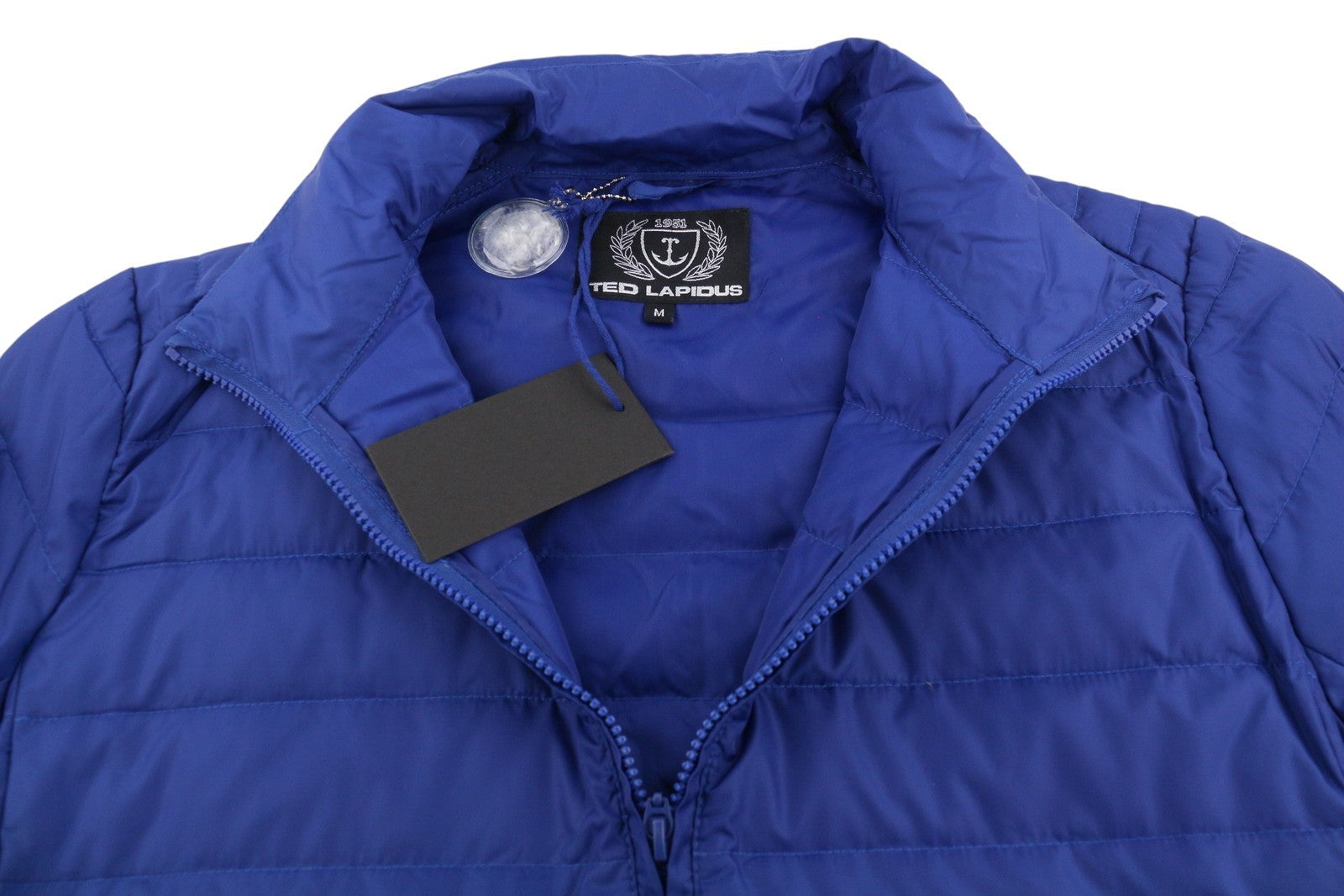 TED LAPIDUS Men Jacket M Blue Quilted Down High Neck Zip Puffer