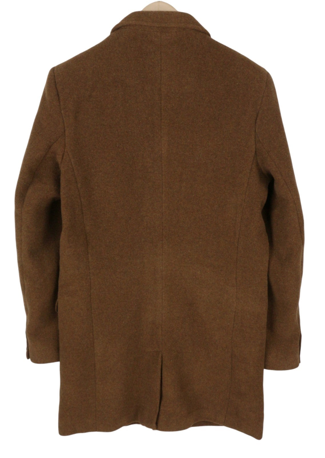 ONLY & SONS Justin Wool Men Coat L Brown Melange Notch Lapel Lined Button-Up