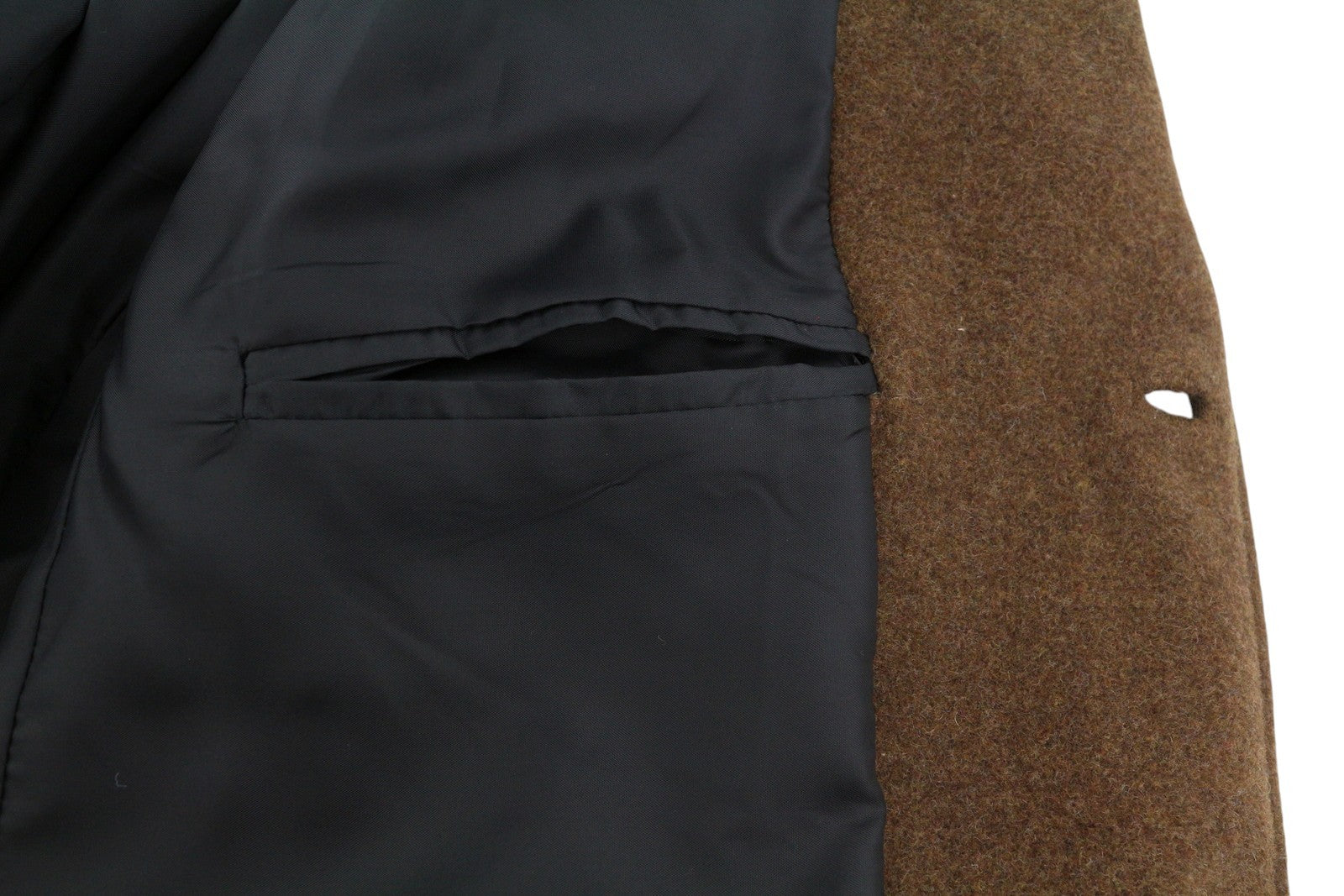 ONLY & SONS Justin Wool Men Coat L Brown Melange Notch Lapel Lined Button-Up