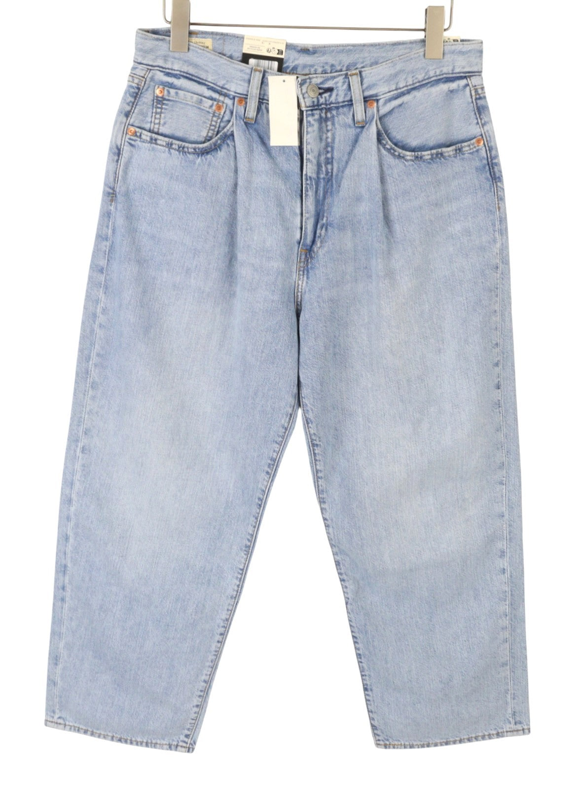 LEVI'S 568 Men Jeans W32 Blue Whiskers Faded Pleated Cropped Loose Linen Blend