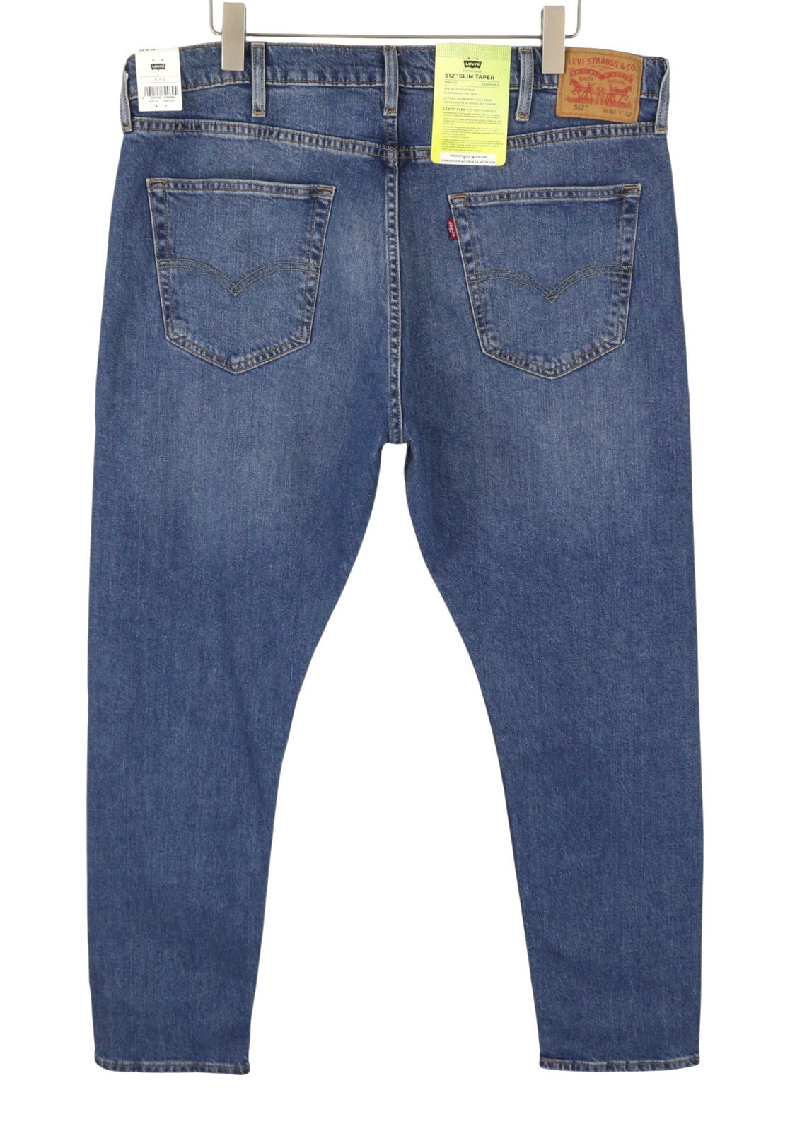 LEVI'S 512 Slim Taper Men Jeans W40/L32 Blue Whiskers Faded Stretch Flex
