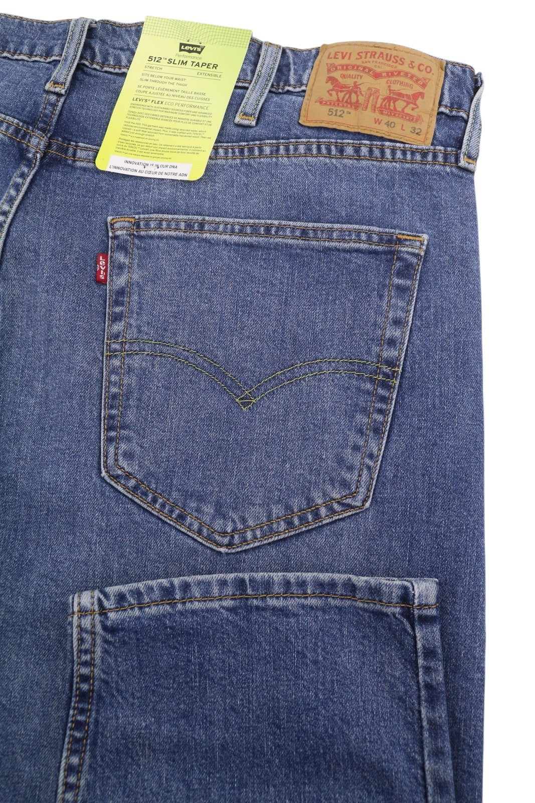 LEVI'S 512 Slim Taper Men Jeans W40/L32 Blue Whiskers Faded Stretch Flex