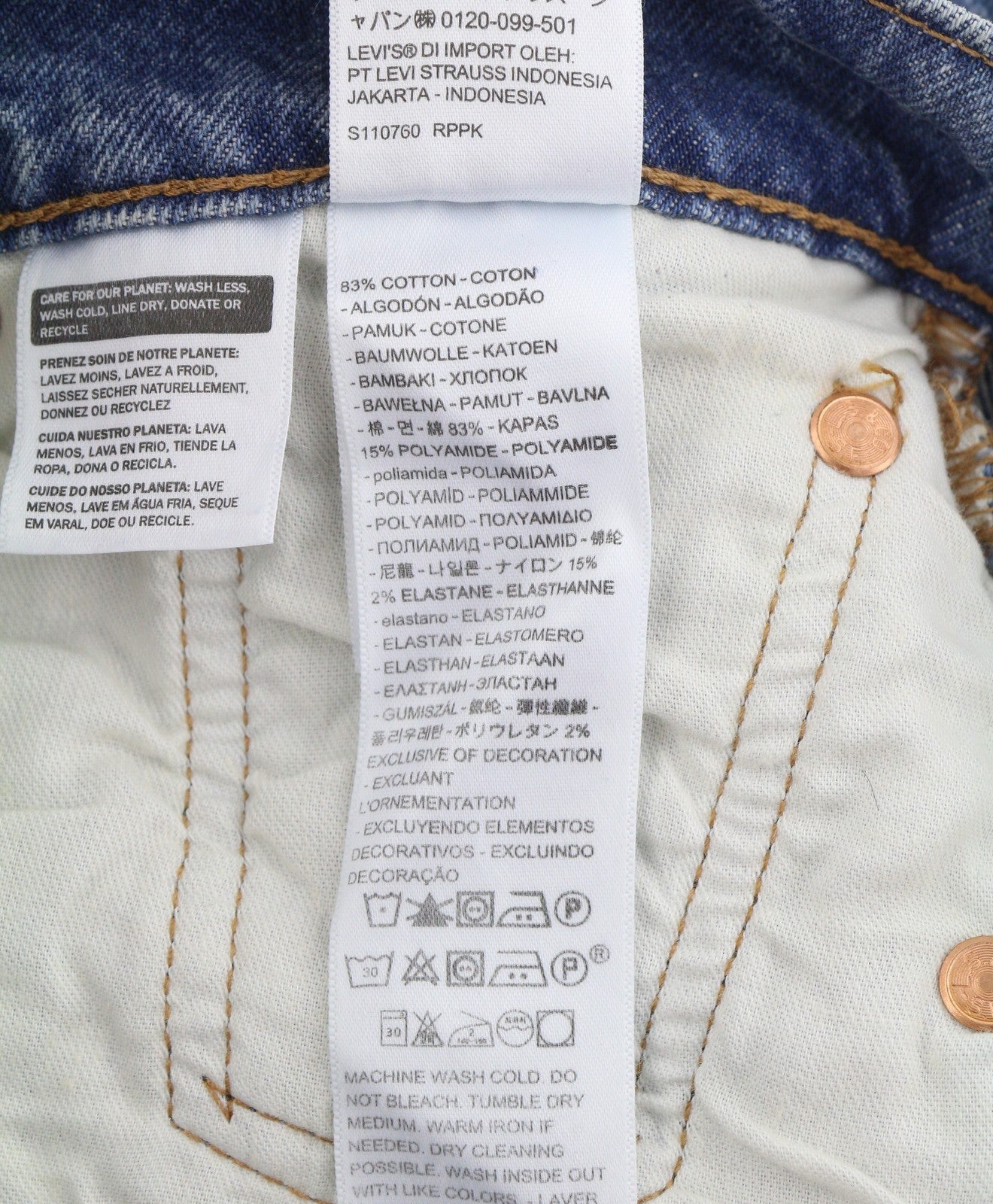 LEVI'S 501 Men Jeans W29/L30 Blue Whiskers Faded Ripped Straight Fit Big E