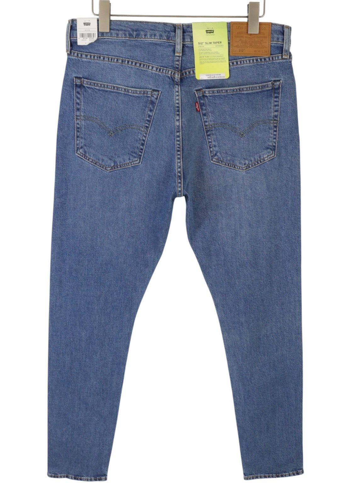LEVI'S 512 Slim Taper Men Jeans W36/L34 Blue Whiskers Faded Stretch Flex