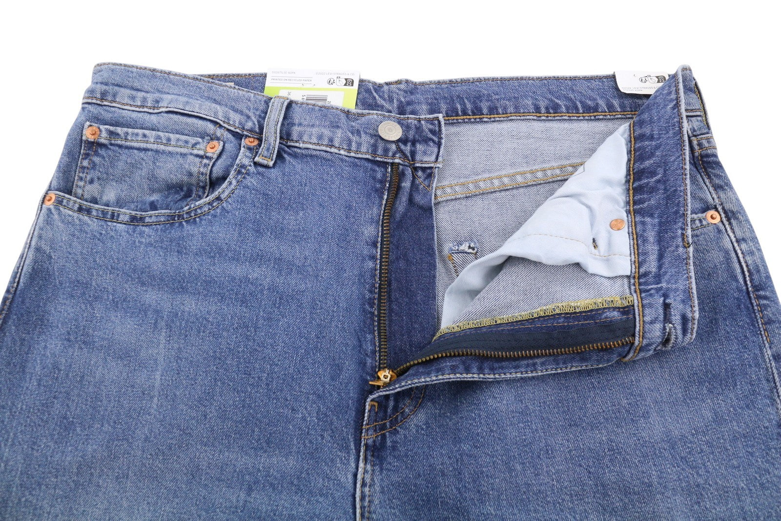 LEVI'S 512 Slim Taper Men Jeans W36/L34 Blue Whiskers Faded Stretch Flex