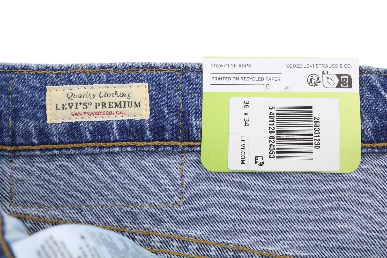 LEVI'S 512 Slim Taper Men Jeans W36/L34 Blue Whiskers Faded Stretch Flex